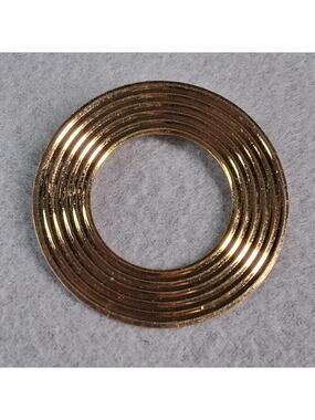 Gold Tone Flat Pressed Metal Round Brooch Lightweight Simple Classic